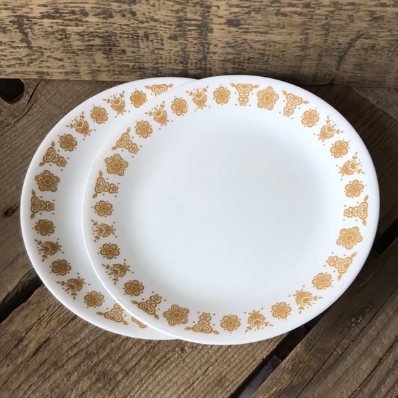 VTG Corelle by Corning Butterfly Gold Pattern Salad Plate Set (2) - Picture 1 of 6